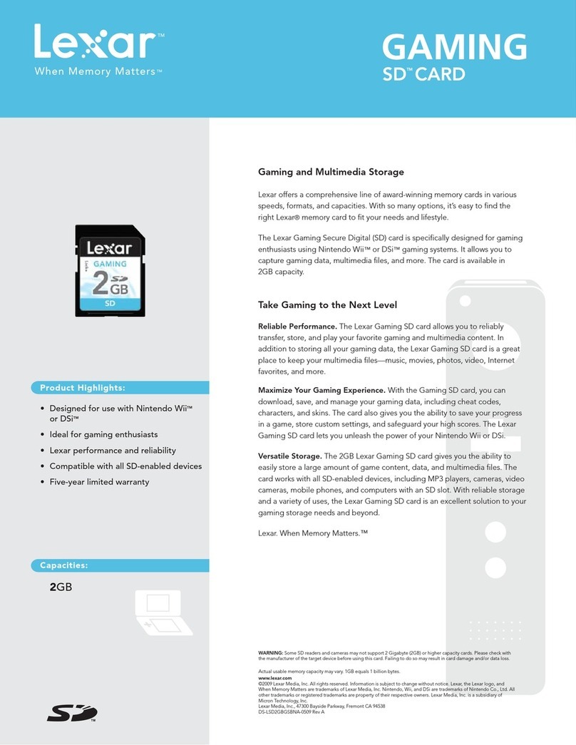Lexar GAMING SD CARD - DATASHEET REV A User manual