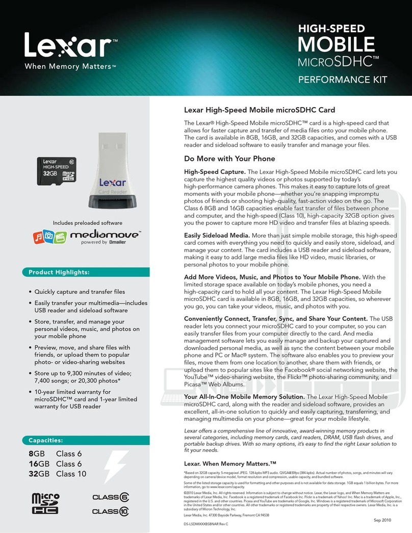Lexar HIGH-SPEED MOBILE MICRO SDHC User manual