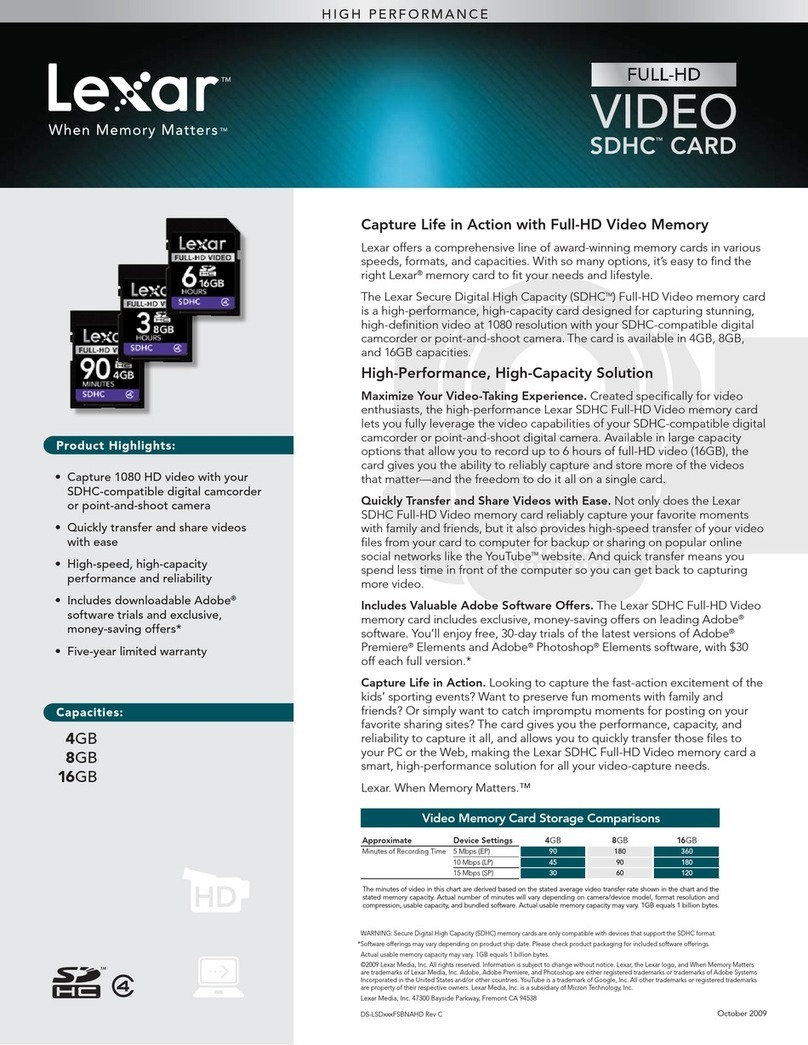 Lexar FULL-HD VIDEO SDHC CARD - DATASHEET REV C User manual