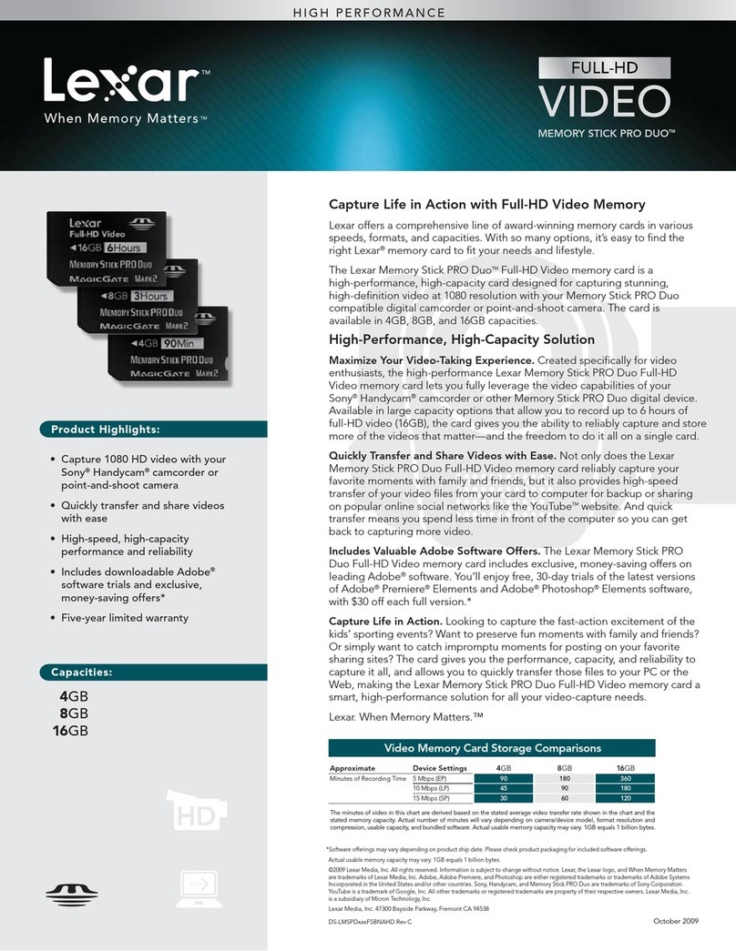 Lexar FULL-HD VIDEO - DATASHEET REV C User manual