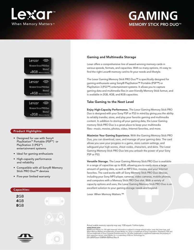 Lexar GAMING MEMORY STICK PRO DUO - DATASHEET REV... User manual