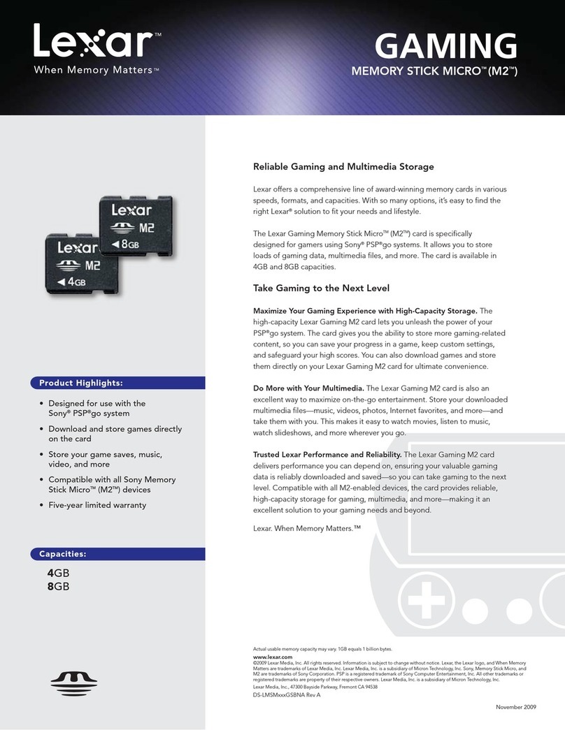 Lexar GAMING MEMORY STICK M2 - DATASHEET REV A datasheet Lexar GAMING MEMORY STICK M2 - DATASHEET REV A datasheet