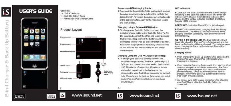 I.SOUND 2-IN-1 CHARGER AND BACK UP BATTERY User manual