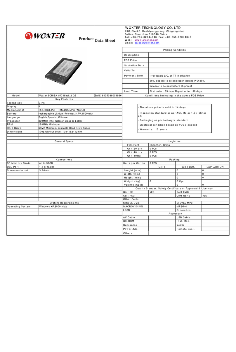 WOXTER SCRIBA 150 Black 2 GB Operational manual