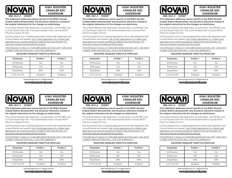 NOVAK ROOSTER CRAWLER - ADDENDUM Product features NOVAK ROOSTER CRAWLER - ADDENDUM Product features