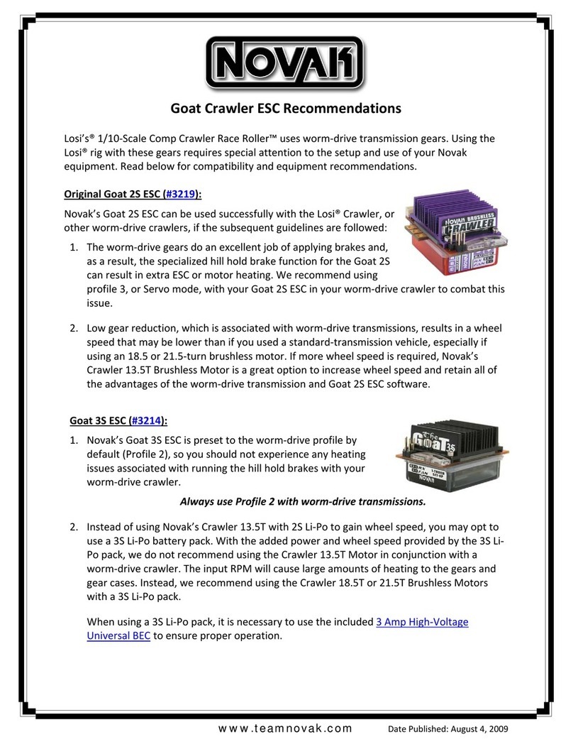 NOVAK GOAT CRAWLER ESC - RECOMMENDATIONS User manual