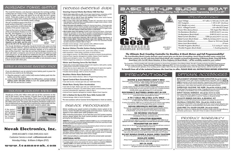 NOVAK GOAT BRUSHLESS CRAWLER SYSTEM - BASIC SETUP GUIDE... User manual