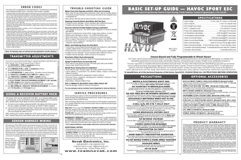 NOVAK HAVOC SPORT ESC - SETUP GUIDE 2-2009 User manual