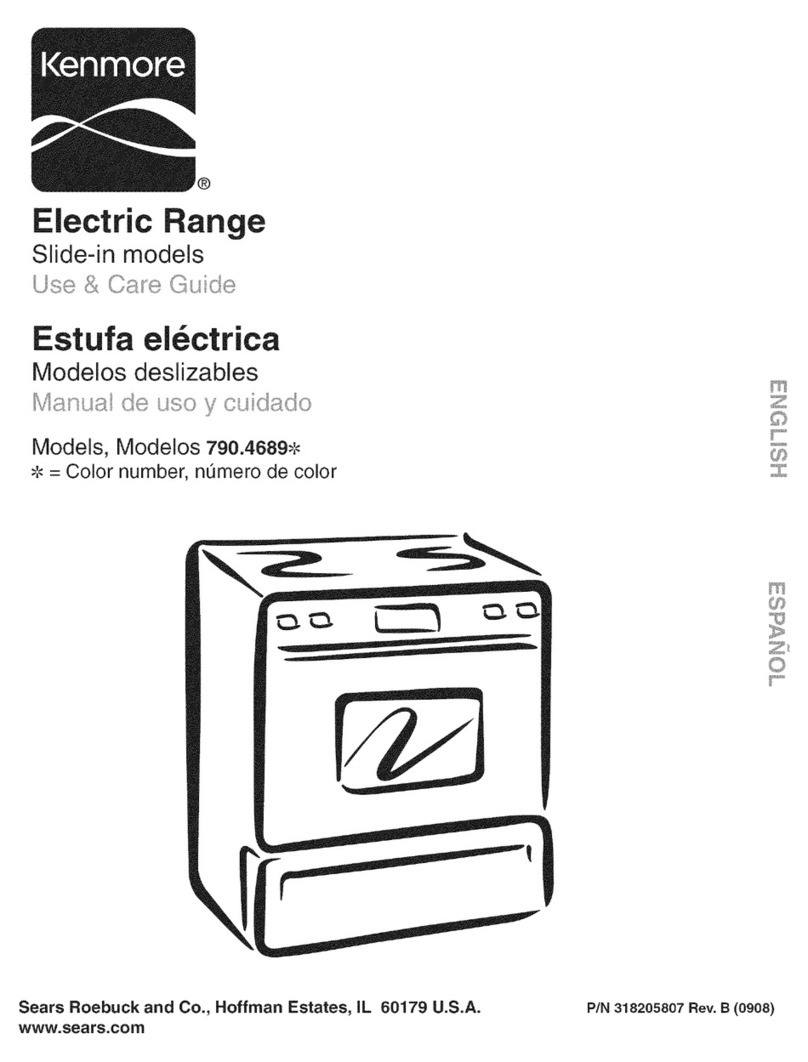 Kenmore 4689 - 30 in. Slide-In Electric Range Use & care guide