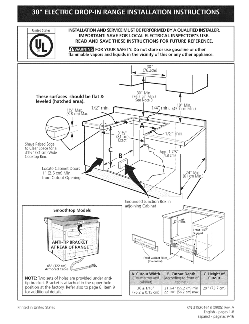 Kenmore 4558 - 30 in. Electric Drop-In Range User manual