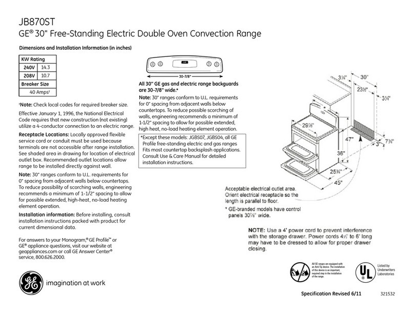 GE JB870STSS Dimensions and installation information