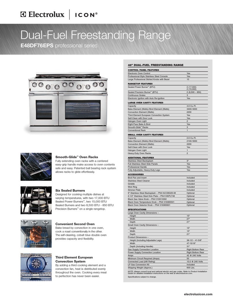 Electrolux E48DF76EPS - 48" Pro-Style Dual-Fuel Range User manual