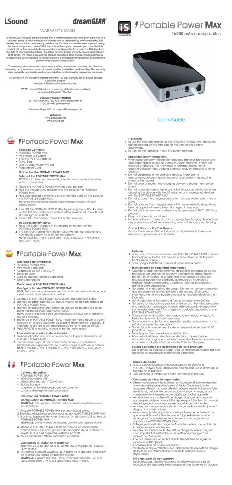 I.SOUND PORTABLE POWER MAX manual