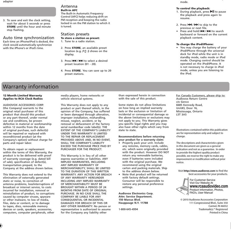 RCA RC130i Parts list manual
