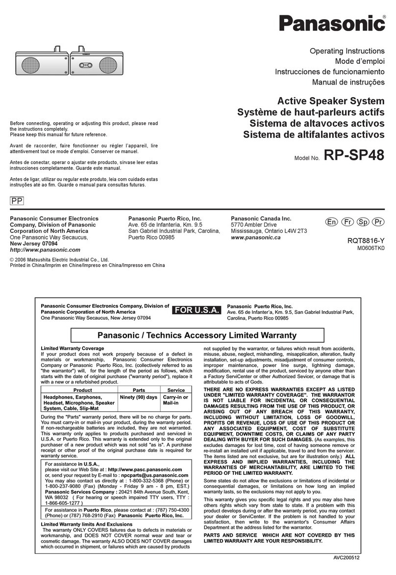 Panasonic RPSP48 - ACTIVE SPEAKER SYSTEM User manual
