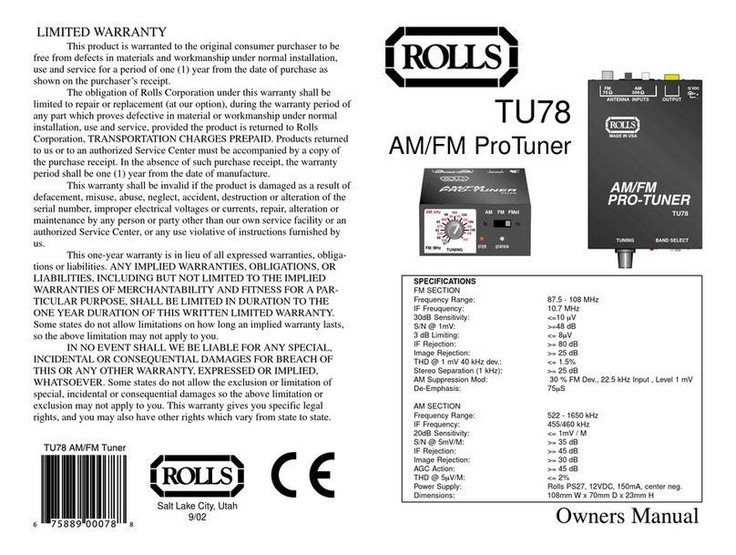 Rolls TU78 User manual