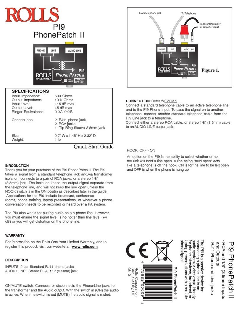 Rolls PI9 PhonePatch II quick start guide