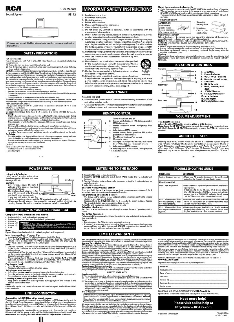 RCA Ri173 User manual