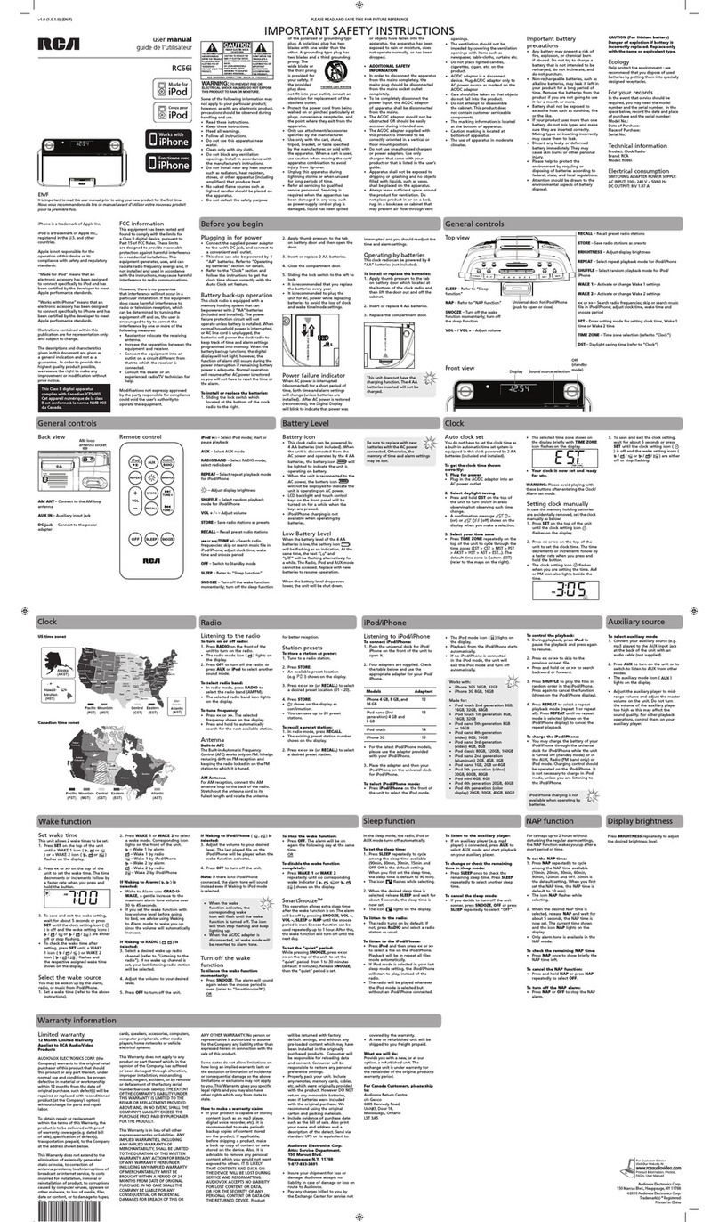 RCA RC66i User manual