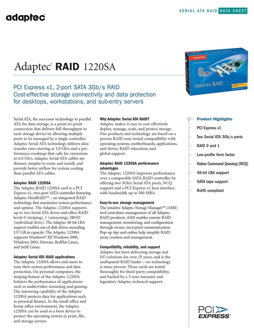 Adaptec 1220SA - RAID Controller User manual