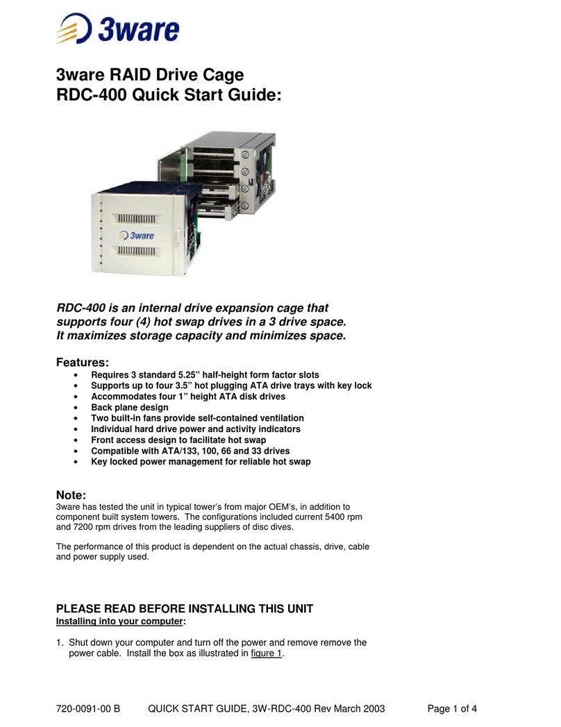 3Ware RDC-TRAY - Hard Drive hot-plug Tray quick start guide
