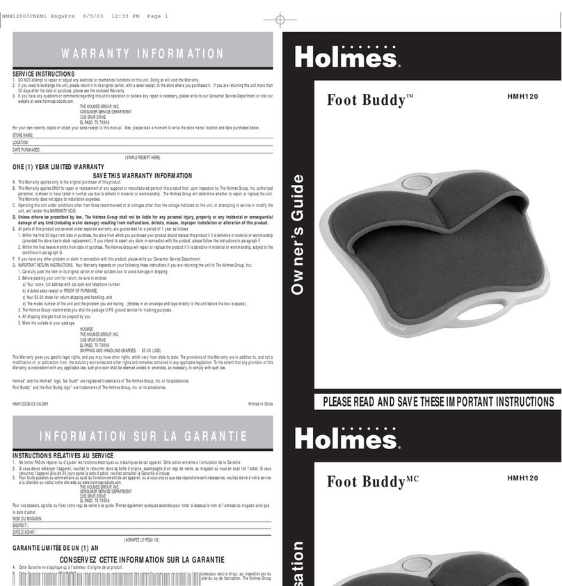 Holmes Foot Buddy HMH120 owner's guide