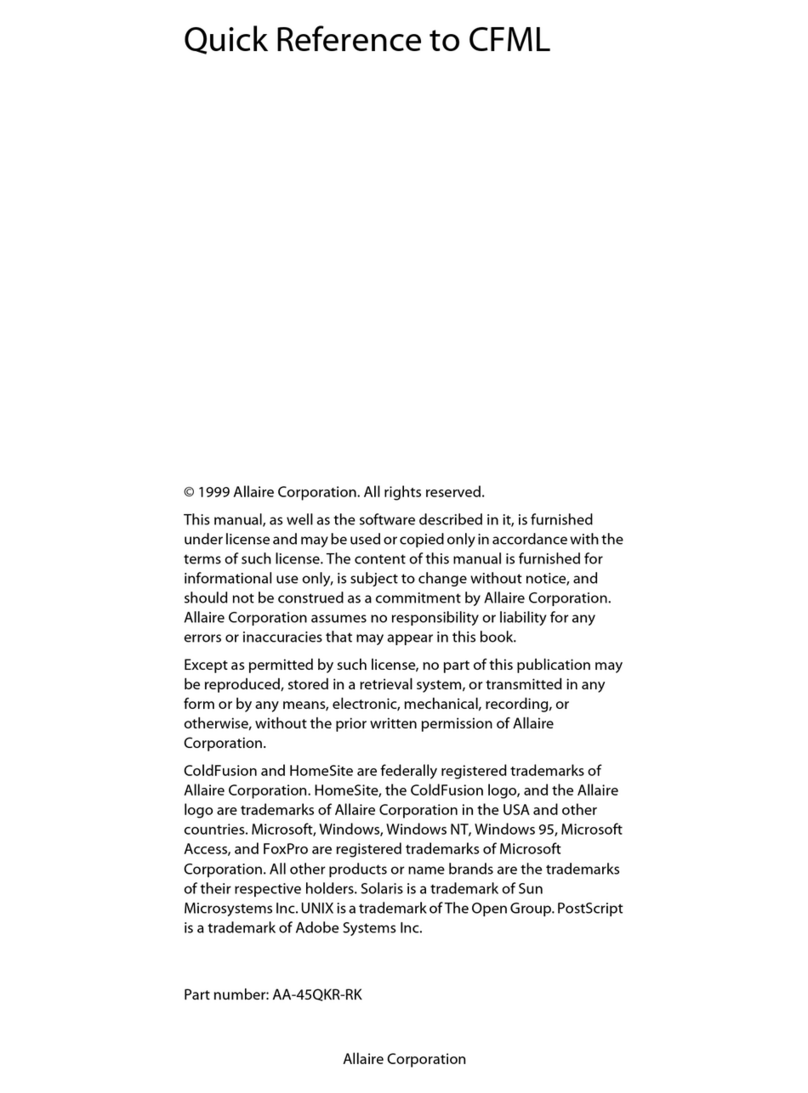 MACROMEDIA COLDFUSION 4.5- TO CFML User manual MACROMEDIA COLDFUSION 4.5- TO CFML User manual