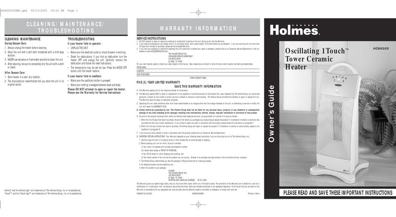 Holmes HCH6000 owner's guide