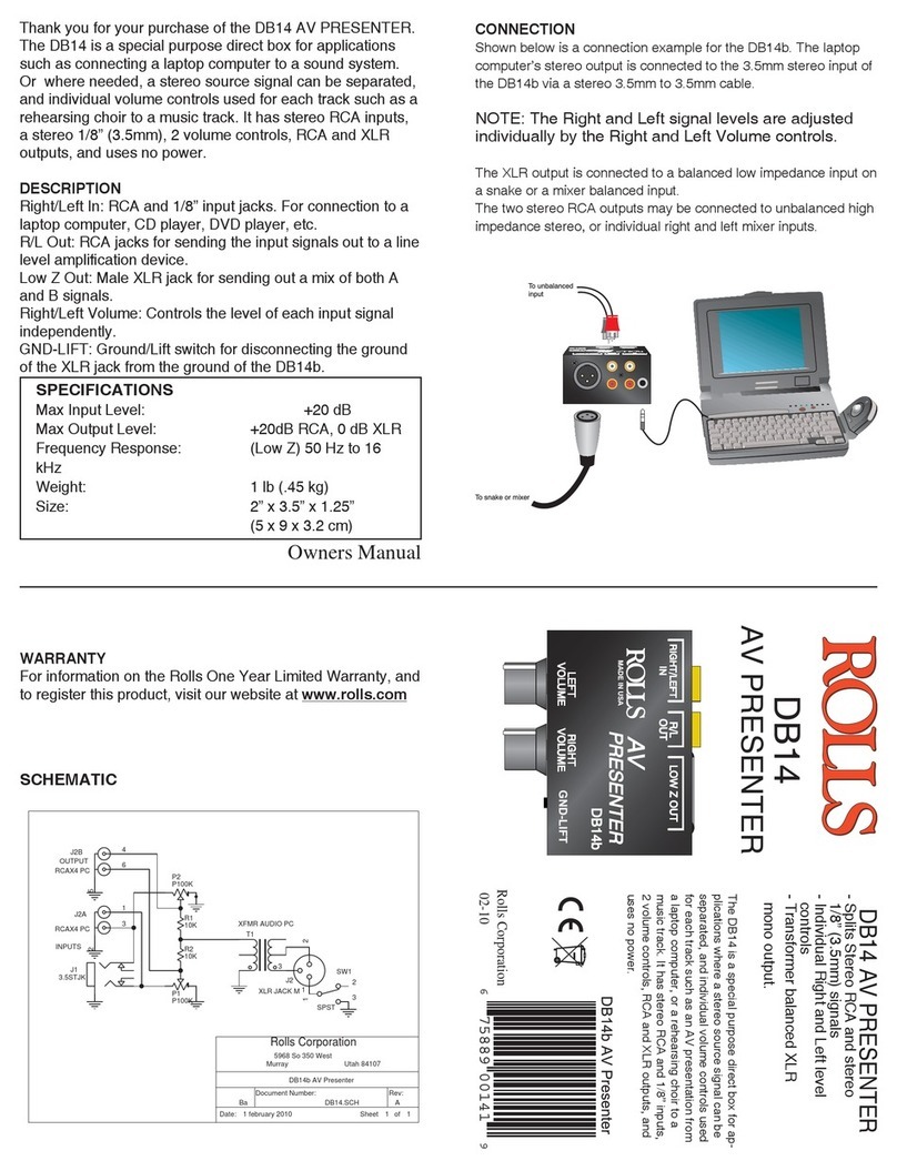 Rolls DB14 - 02/10 owner's manual