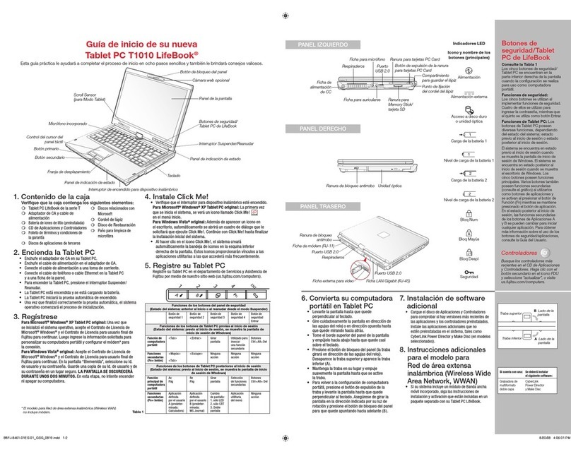 Fujitsu T1010 - LifeBook Tablet PC Parts list manual