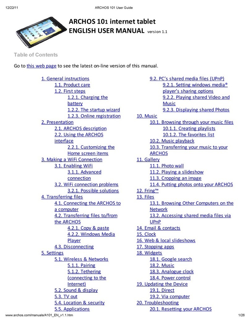 Archos 501590 User manual Archos 501590 User manual