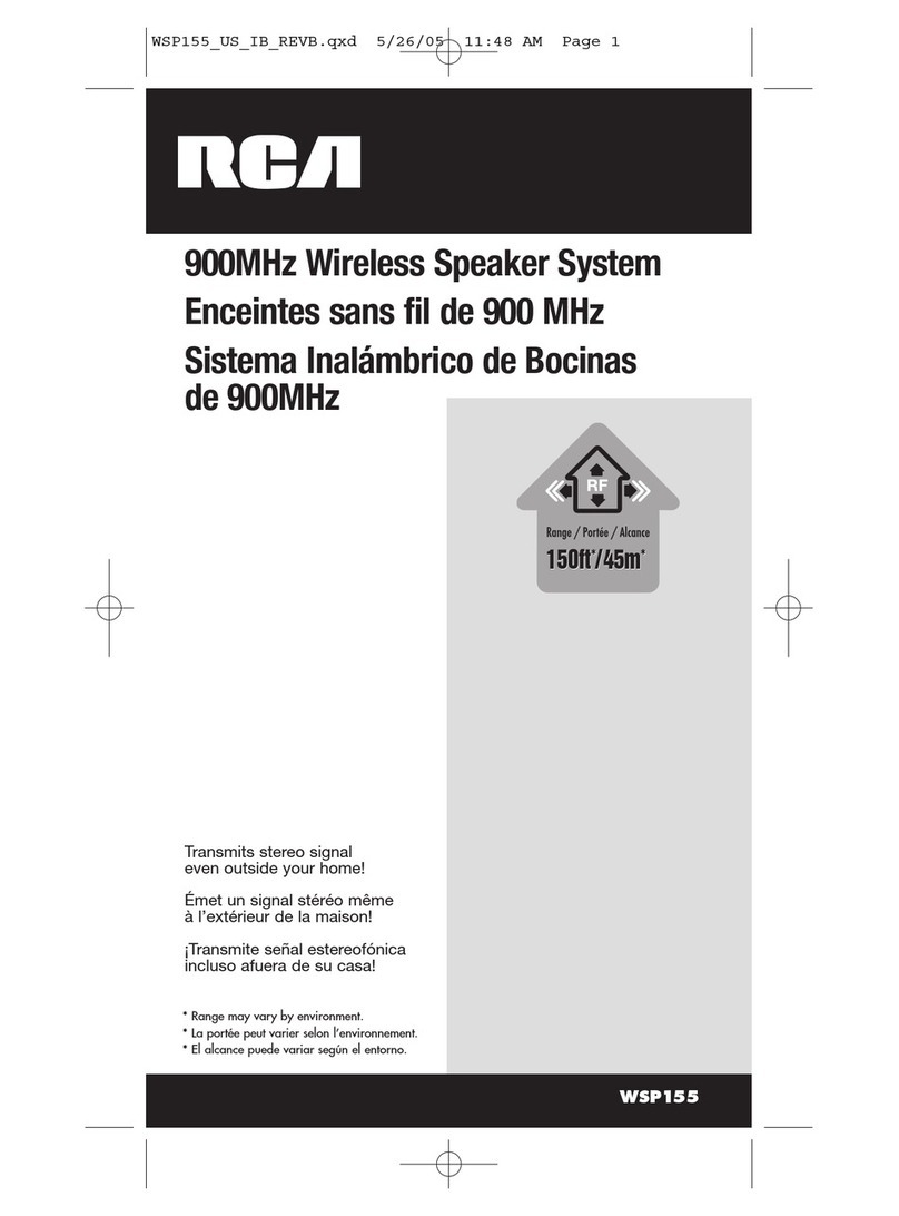 RCA WSP155 - Wireless Stereo Speaker User manual RCA WSP155 - Wireless Stereo Speaker User manual
