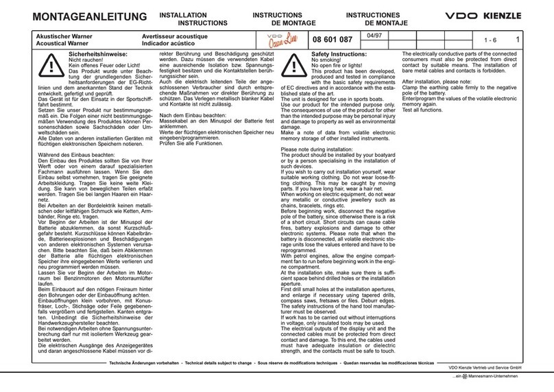VDO ACOUSTICAL WARNER User manual