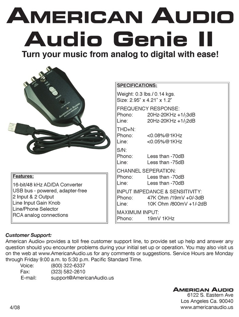 American Audio AUDIO GENIE II Specifications
