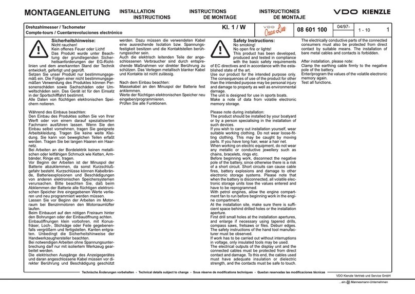 VDO TACHOMETER User manual