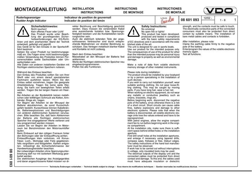 VDO RUDDER ANGLE INDICATOR User manual