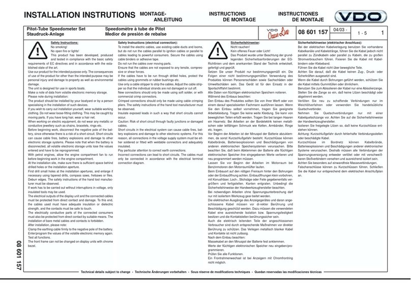 VDO PITOT-TUBE SPEEDOMETER SET installation instructions VDO PITOT-TUBE SPEEDOMETER SET installation instructions