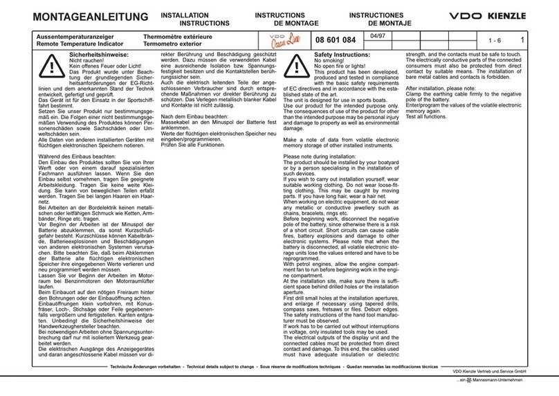 VDO REMOTE TEMPERATURE INDICATOR installation instructions VDO REMOTE TEMPERATURE INDICATOR installation instructions