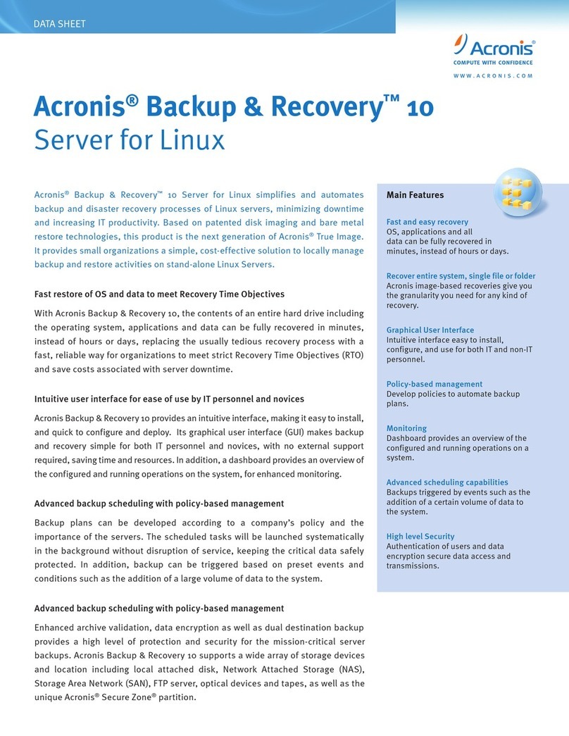 ACRONIS BACKUP AND RECOVERY 10 SERVER FOR LINUX - datasheet ACRONIS BACKUP AND RECOVERY 10 SERVER FOR LINUX - datasheet