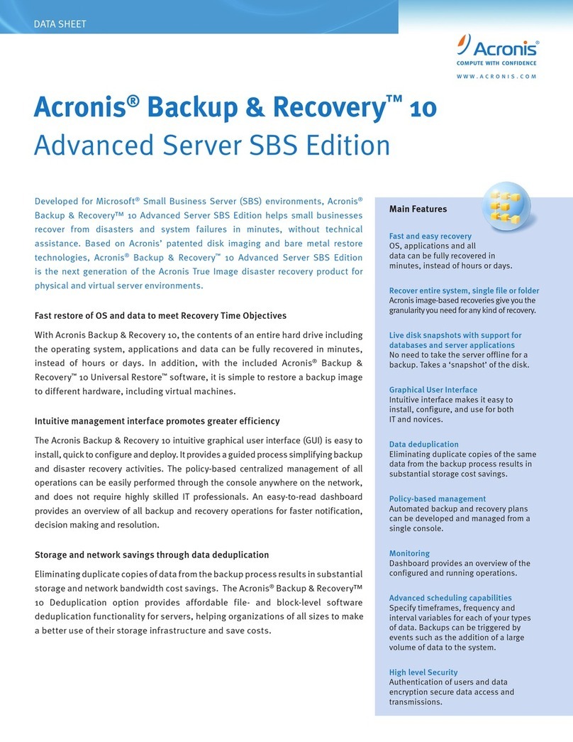 ACRONIS BACKUP RECOVERY 10 ADVANCED SERVER SBS... User manual ACRONIS BACKUP RECOVERY 10 ADVANCED SERVER SBS... User manual