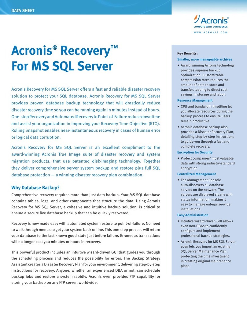 ACRONIS RECOVERY -  FOR MS SQL SERVER User manual