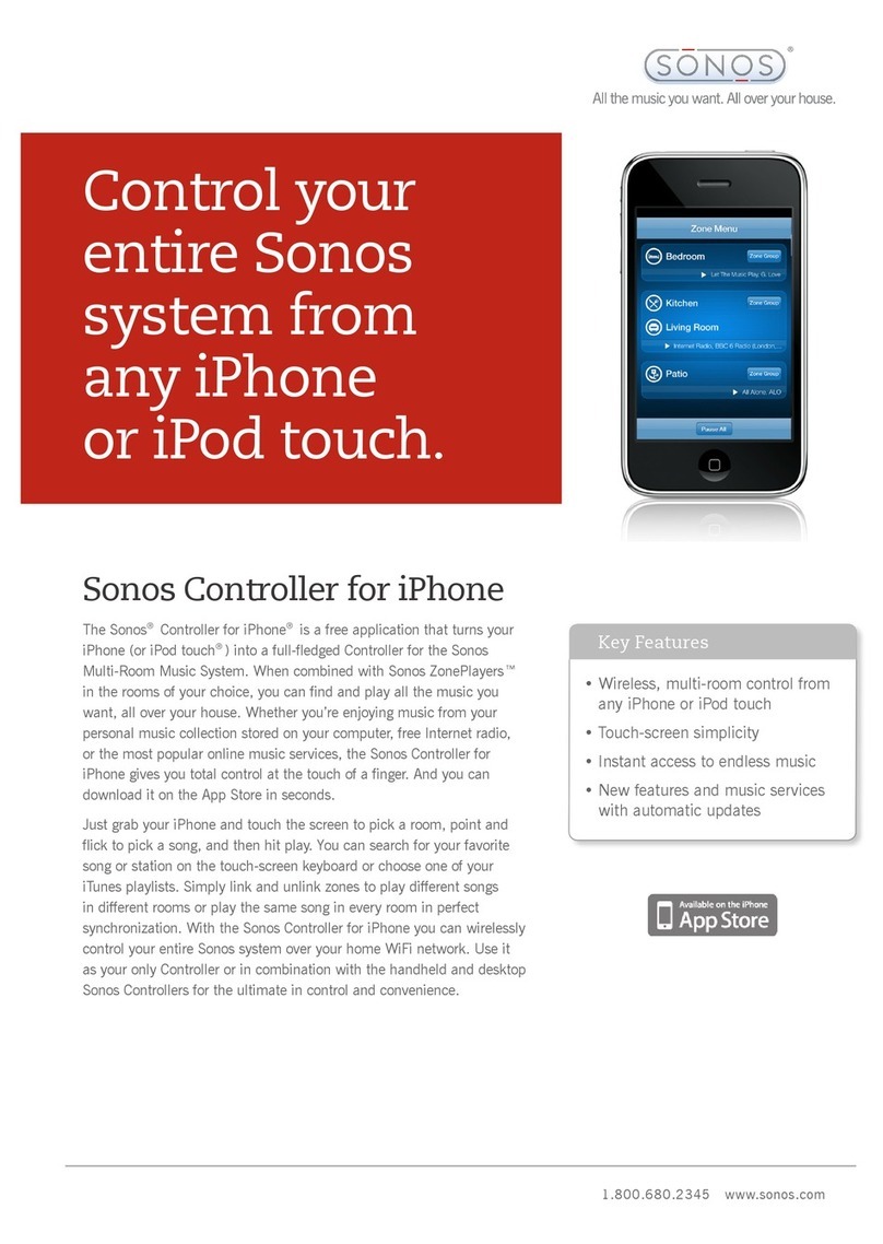 Sonos Controller for iPhone datasheet