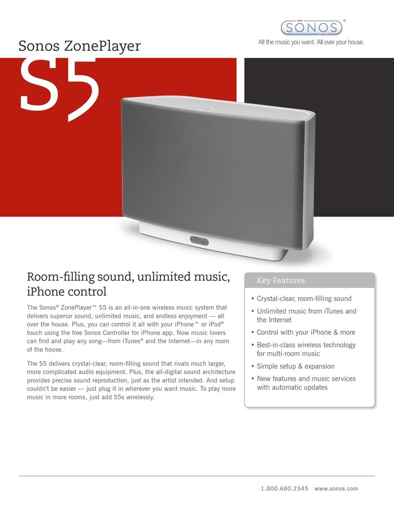 Sonos ZONEPLAYER S5 User manual