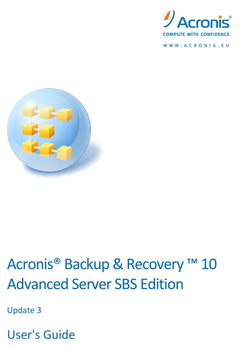 ACRONIS BACKUP AND RECOVERY 10 ADVANCED SERVER SBS EDITION - INSTALLATION UPDATE... user guide