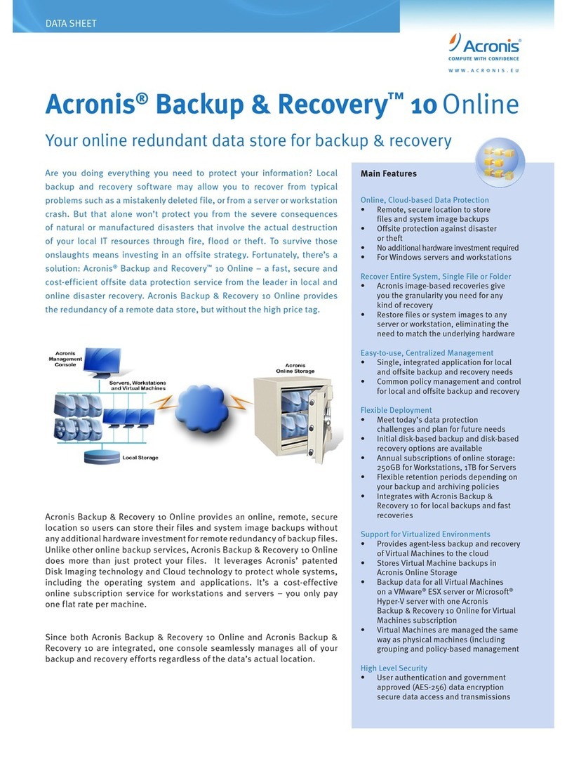 ACRONIS BACKUP AND RECOVERY 10 ONLINE datasheet