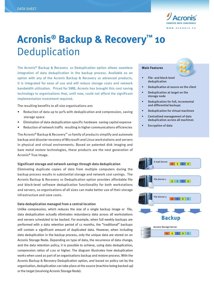 ACRONIS BACKUP AND RECOVERY 10 - DEDUPLICATION User manual