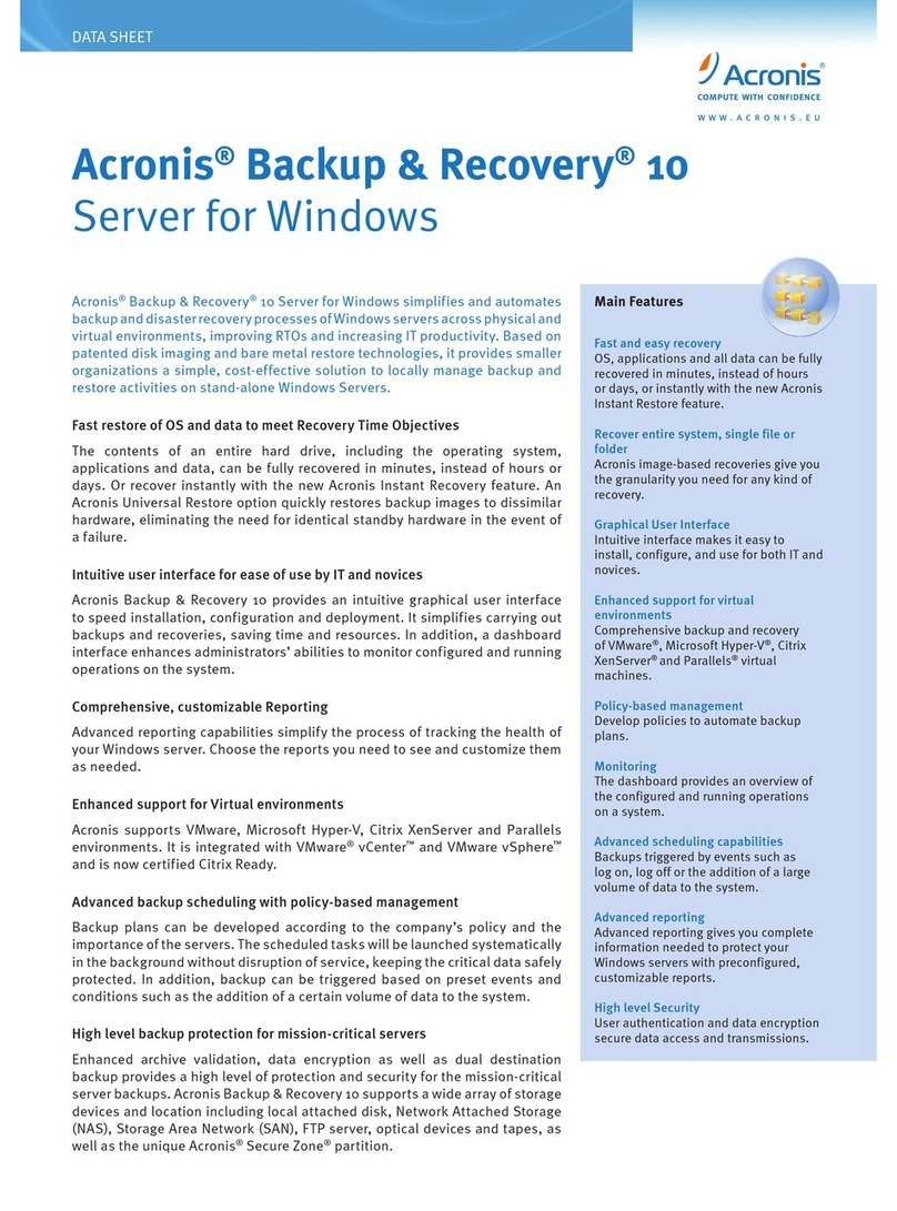 ACRONIS BACKUP AND RECOVERY 10 SERVER FOR LINUX - datasheet