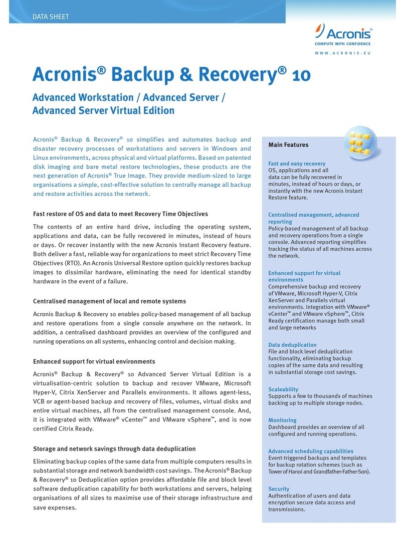 ACRONIS BACKUP RECOVERY 10 ADVANCED SERVER - datasheet ACRONIS BACKUP RECOVERY 10 ADVANCED SERVER - datasheet