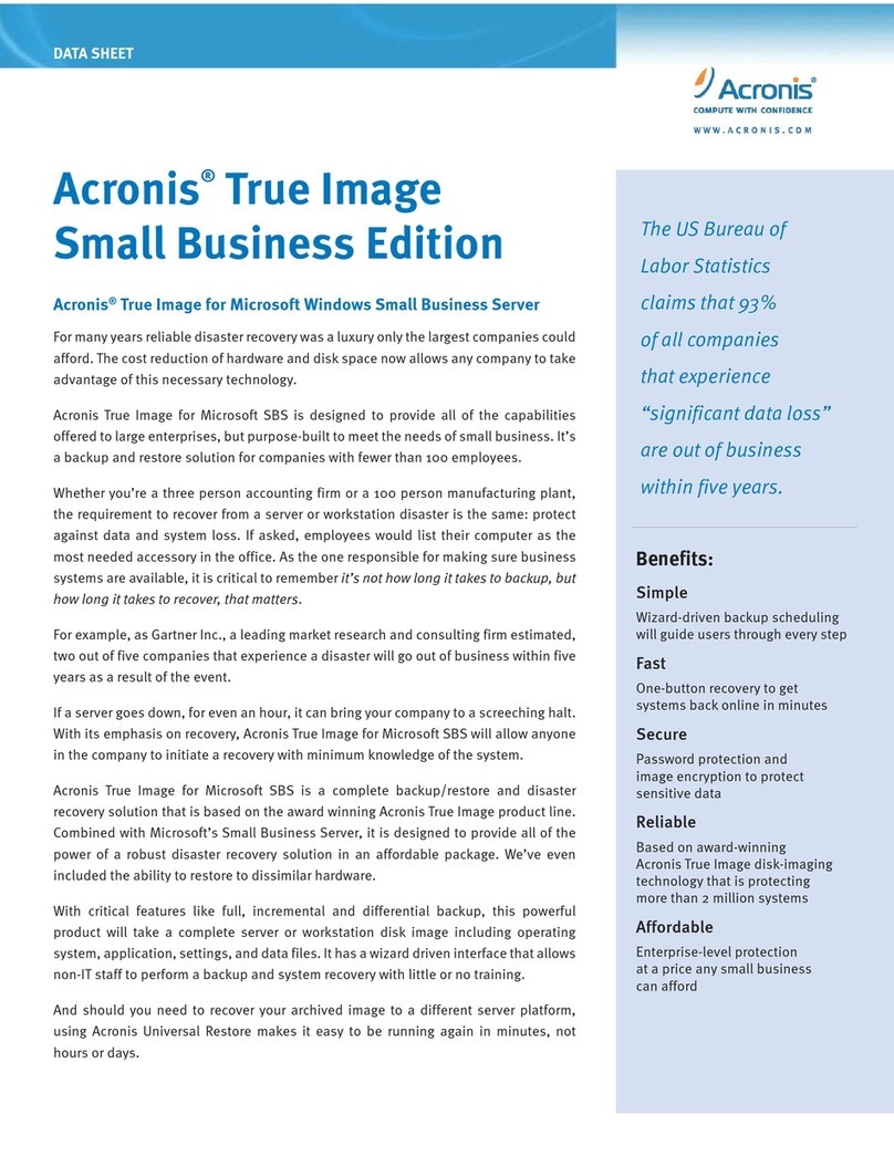 ACRONIS TRUE IMAGE - FOR MICROSOFT WINDOWS SMALL BUSINESS... User manual