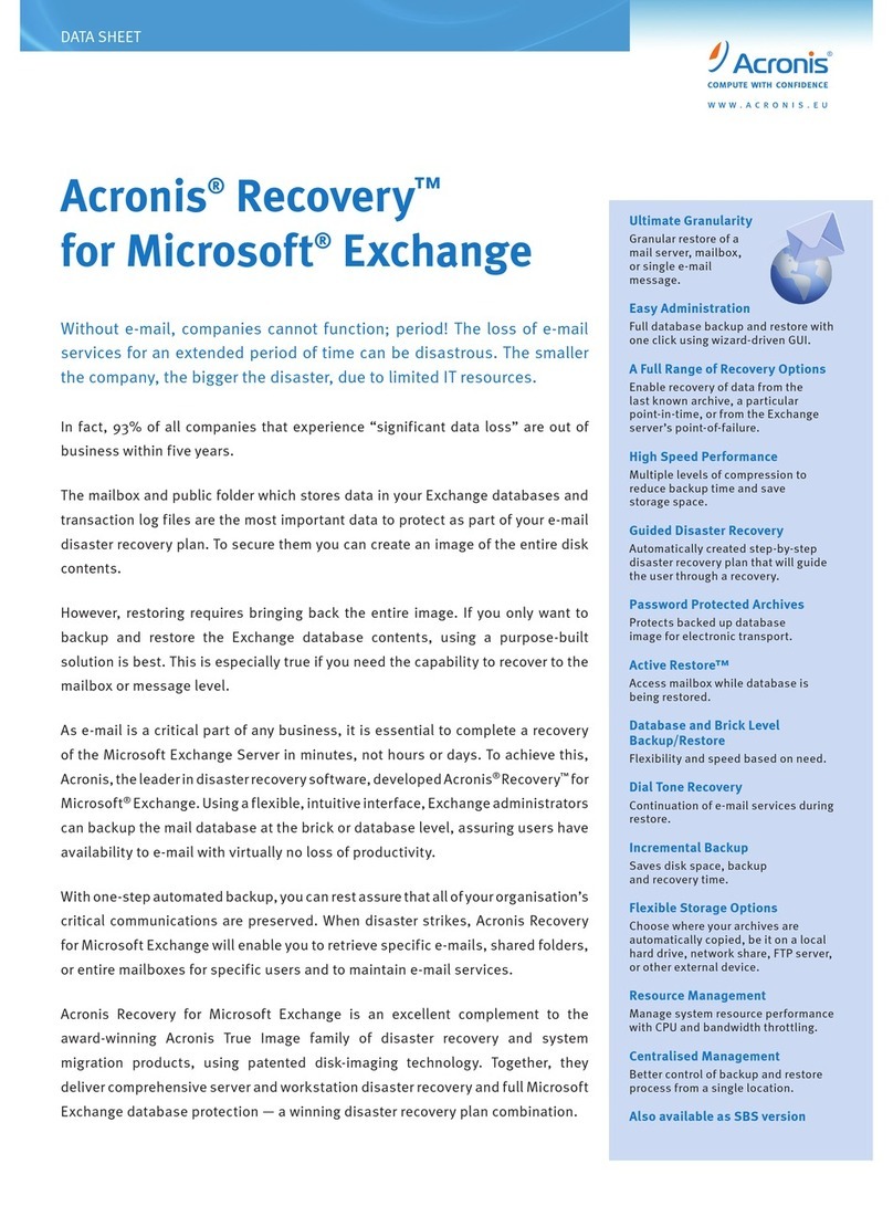 ACRONIS RECOVERY - FOR MICROSOFT EXCHANGE User manual